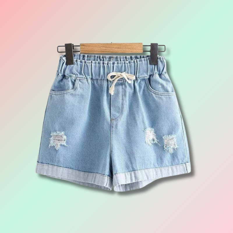Ripped Denim Kawaii Shorts