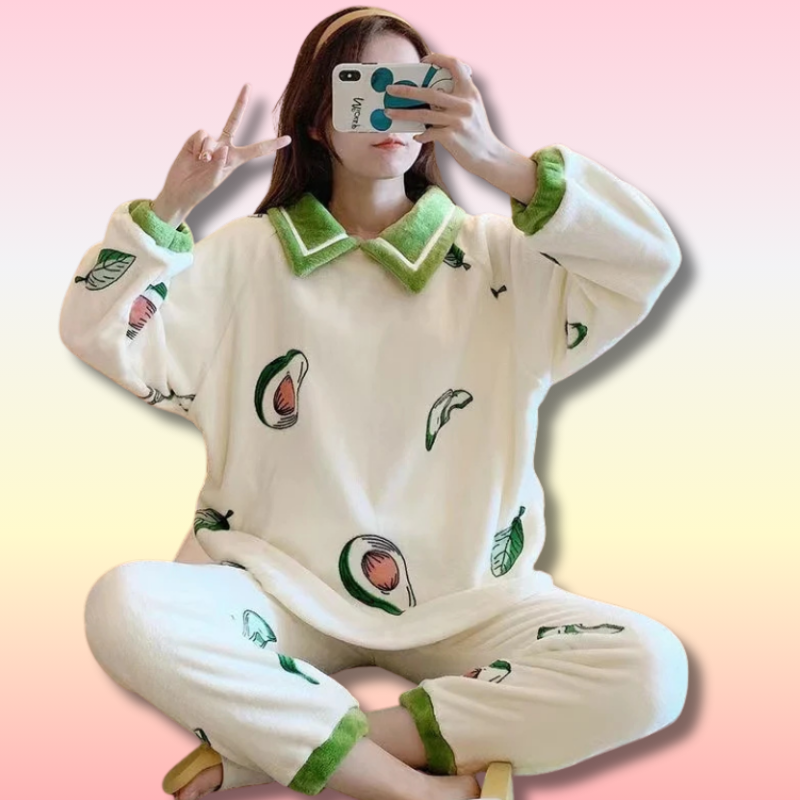 Kawaii Fleece Pajamas Sets Women