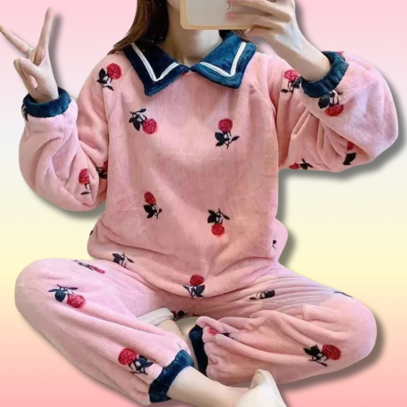 Kawaii Fleece Pajamas Sets Women