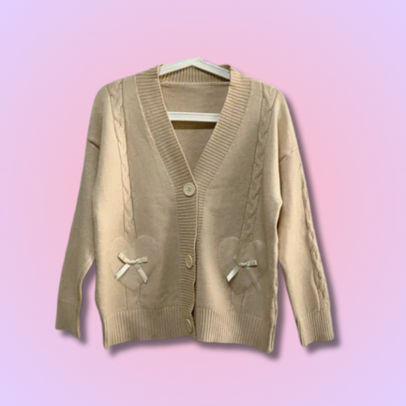 Poches Coeur Kawaii Cardigan