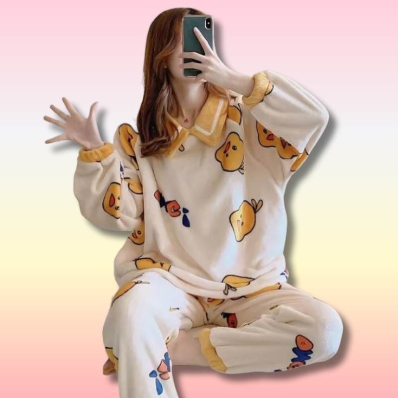 Kawaii Fleece Pajamas Sets Women