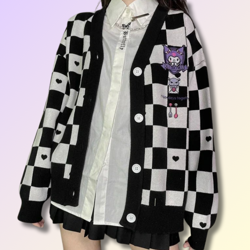 Cardigan Kawaii Carreaux