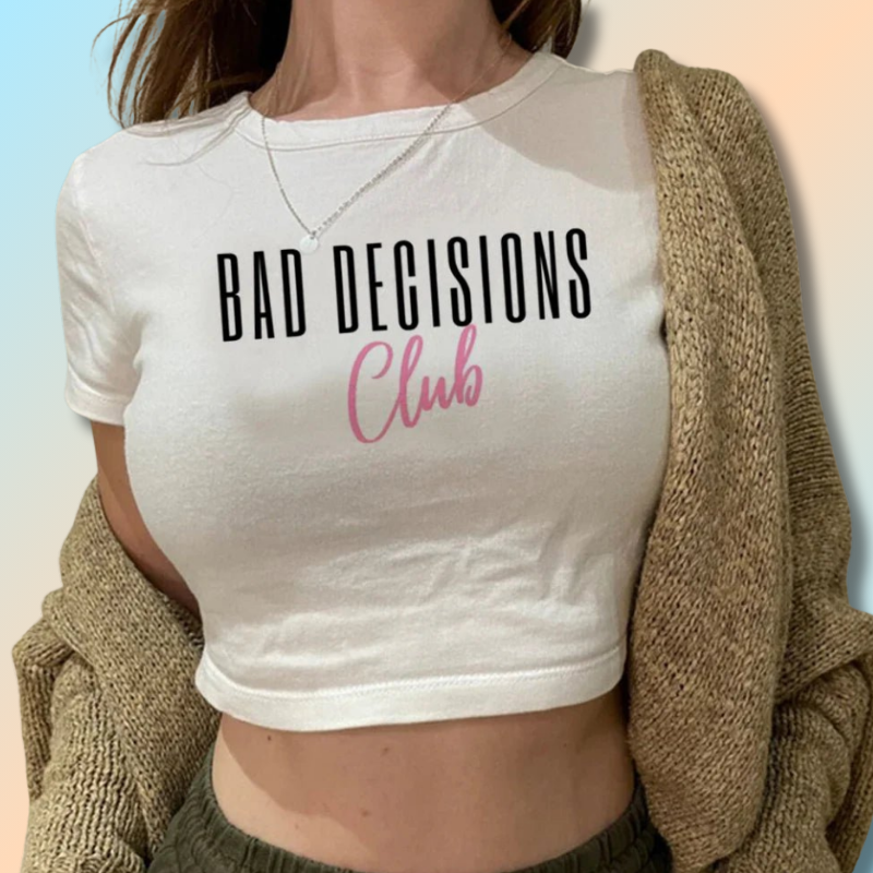 Printed White Crop Top