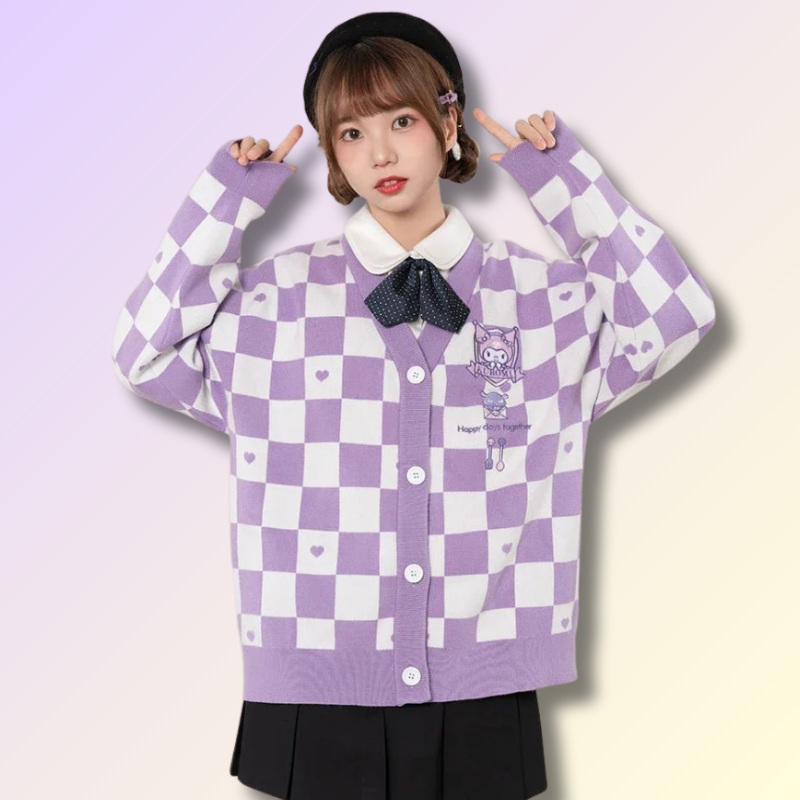 Cardigan Kawaii Carreaux