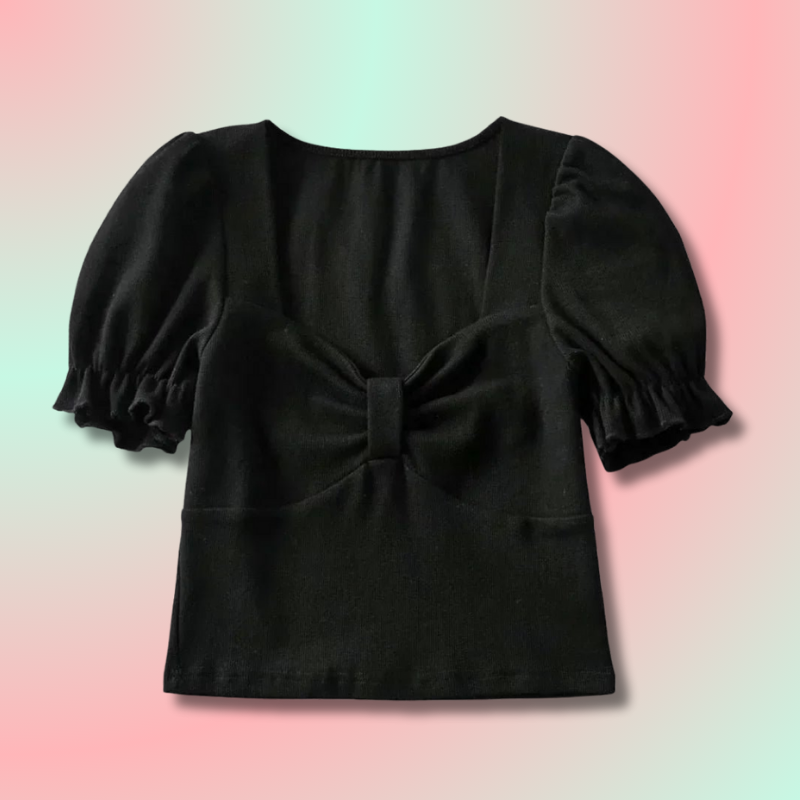 Kawaii Square Neck Crop Shirt