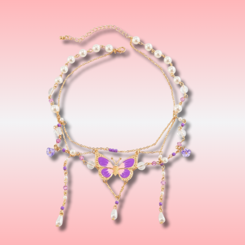 Collier Perle et Papillon Kawaii