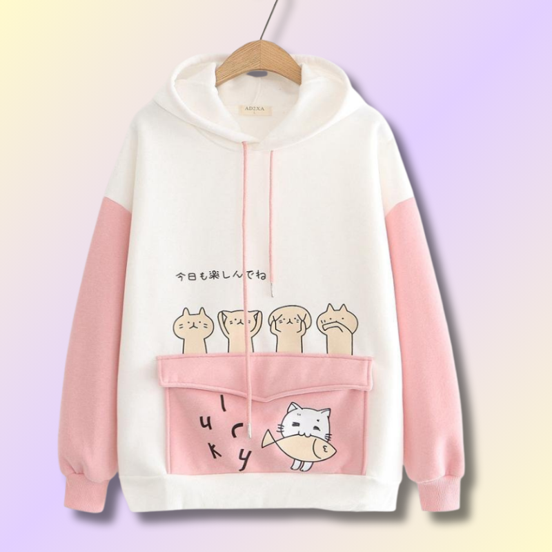 Kawaii Oversized Pocket Hoodie