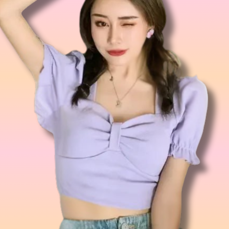 Kawaii Square Neck Crop Shirt