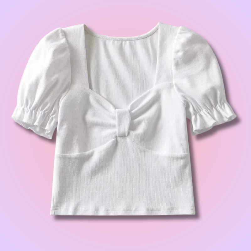 Kawaii Square Neck Crop Shirt