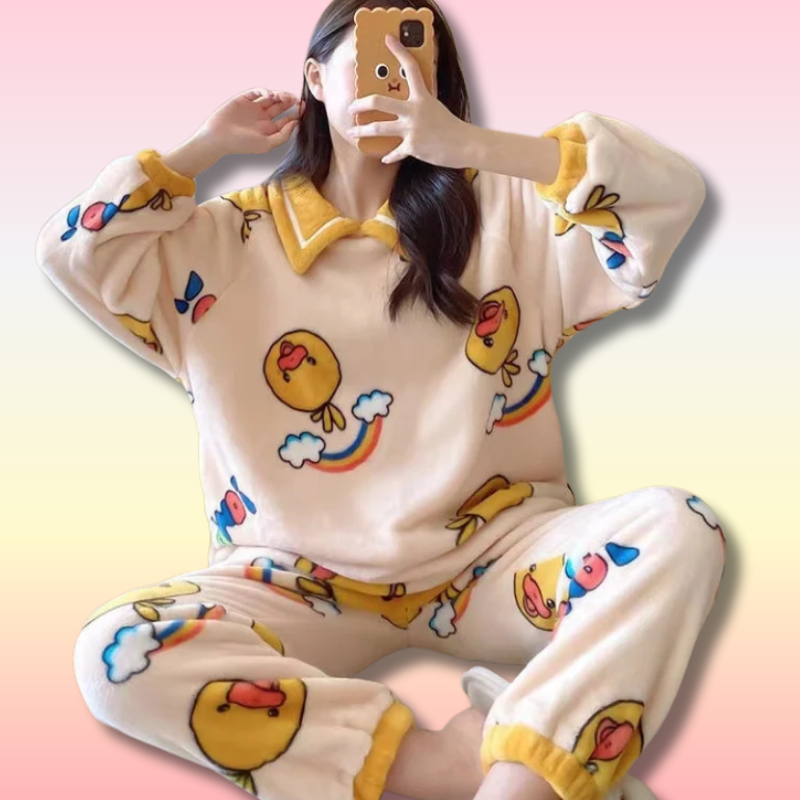 Kawaii Fleece Pajamas Sets Women