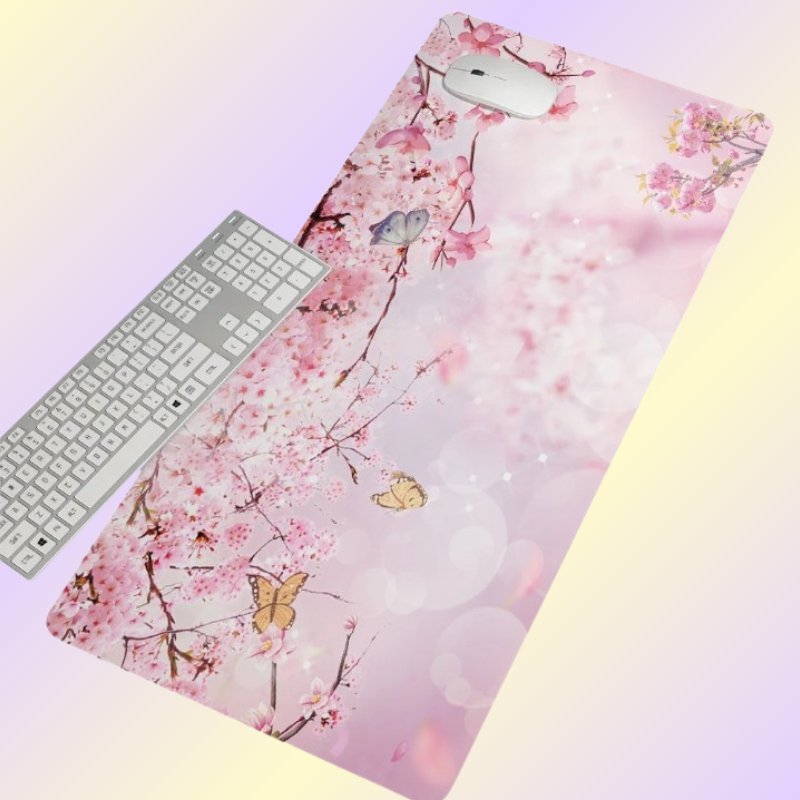 Kawaii Pink Cherry Blossom Flower Mouse Pad