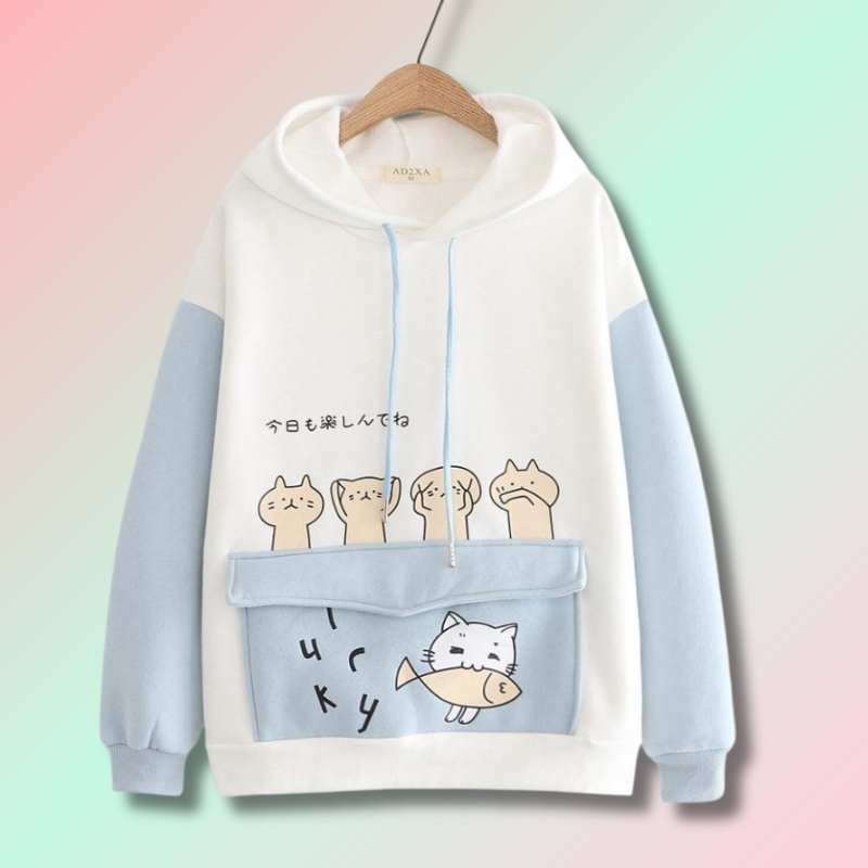 Kawaii Oversized Pocket Hoodie