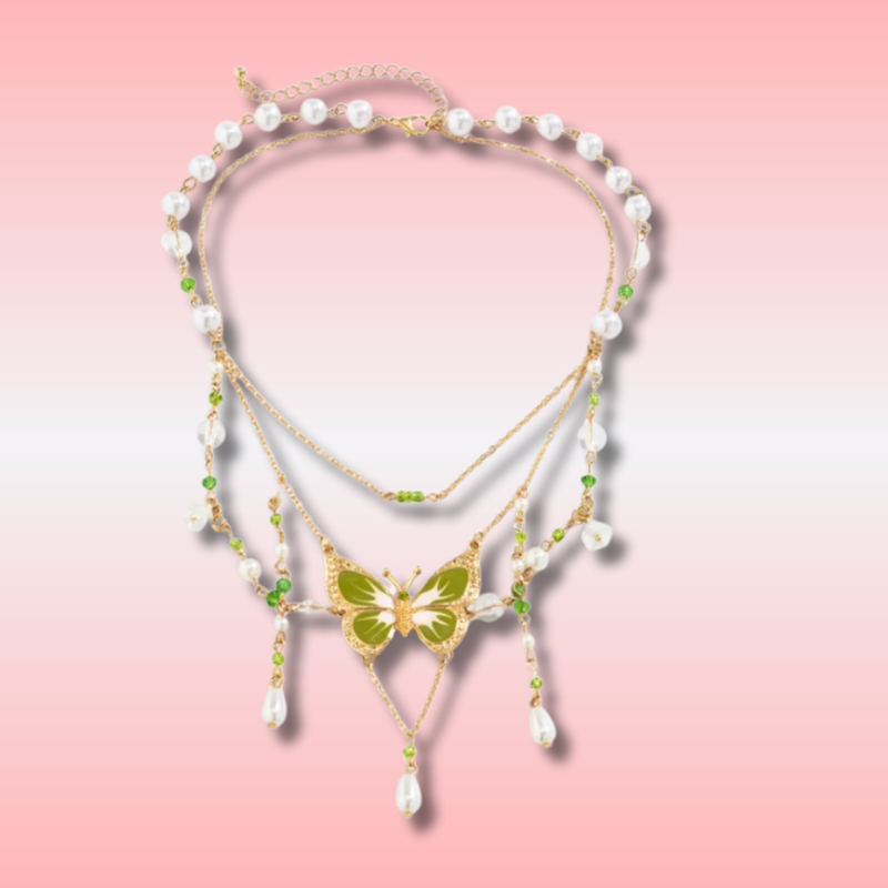 Collier Perle et Papillon Kawaii