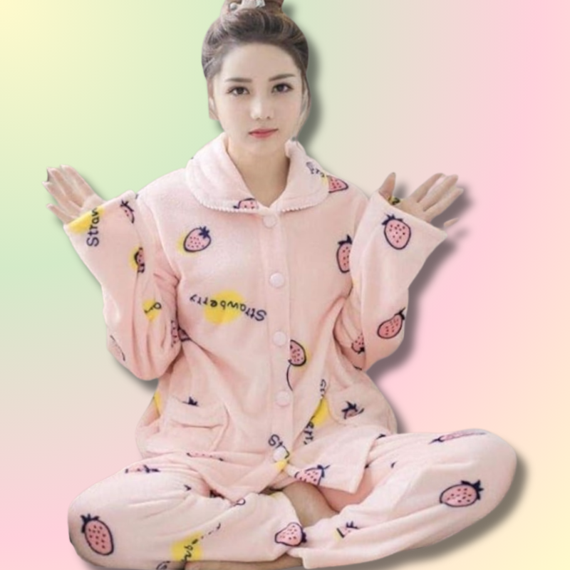 Kawaii Flannel Pajama Pants Set
