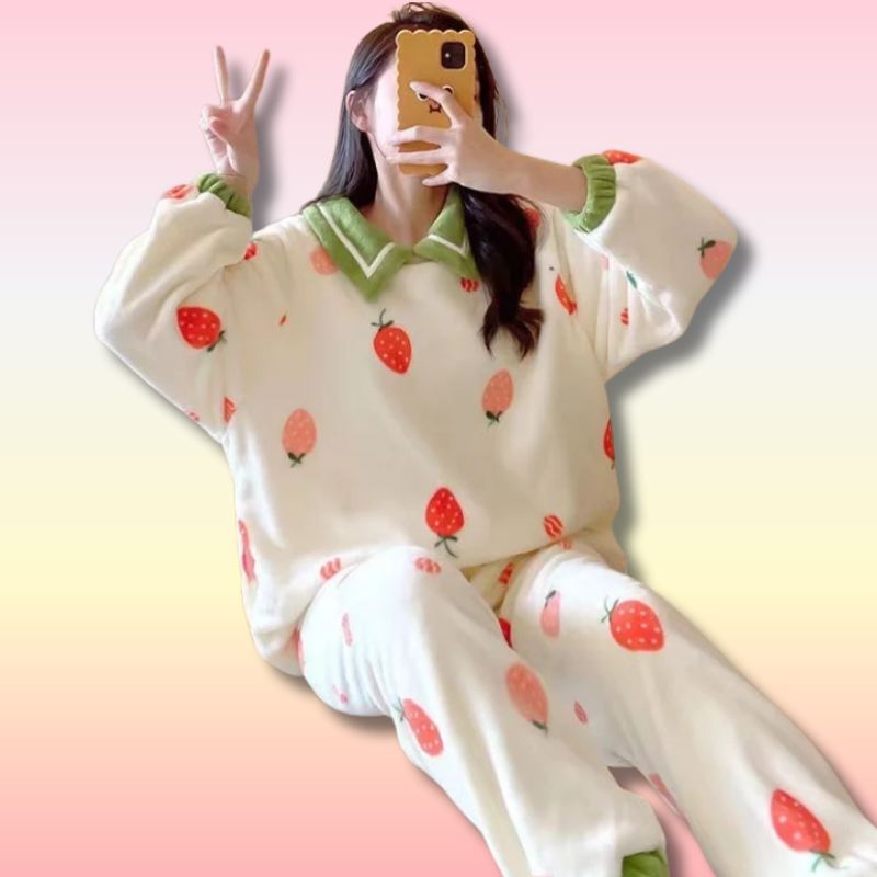 Kawaii Fleece Pajamas Sets Women