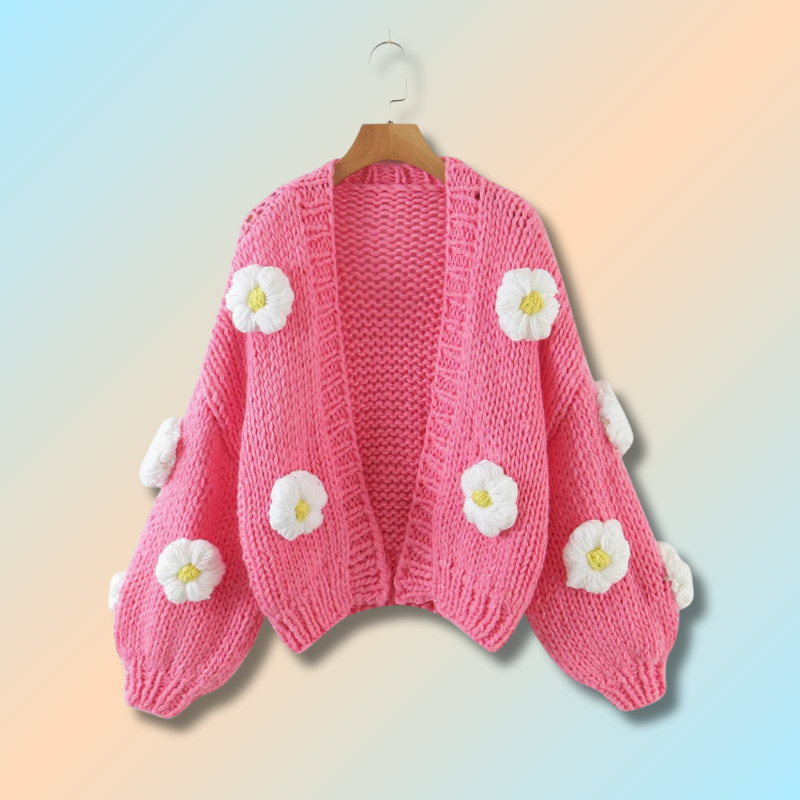 3d Flower Knit Cardigan