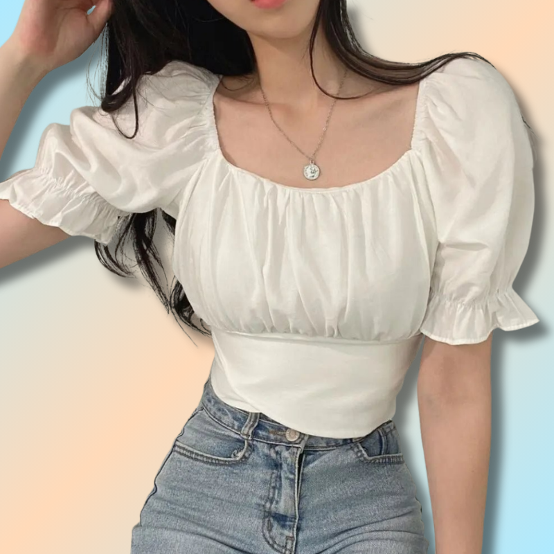 Puff Sleeve Kawaii Crop Top