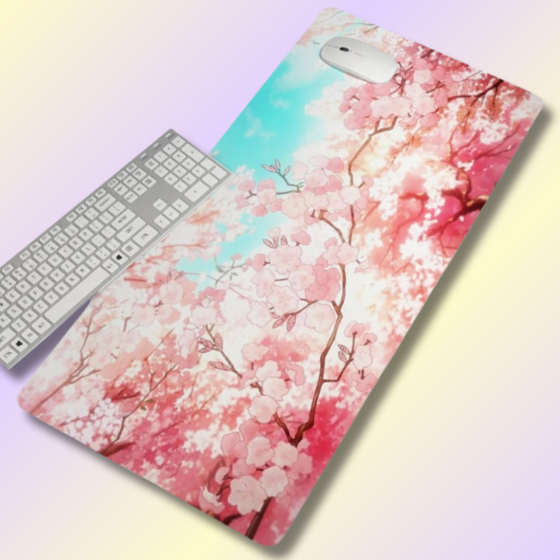 Kawaii Pink Cherry Blossom Flower Mouse Pad
