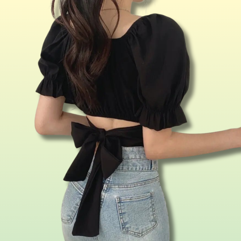 Puff Sleeve Kawaii Crop Top