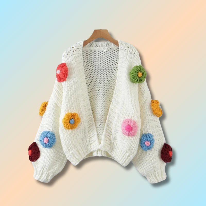 3d Flower Knit Cardigan