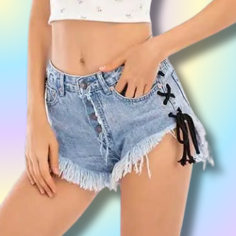Cute Corset Denim Lace Up Shorts