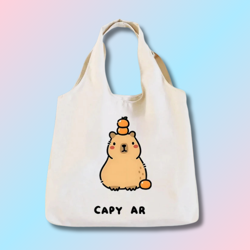 Kawaii Capybara Canvas Tote Bag