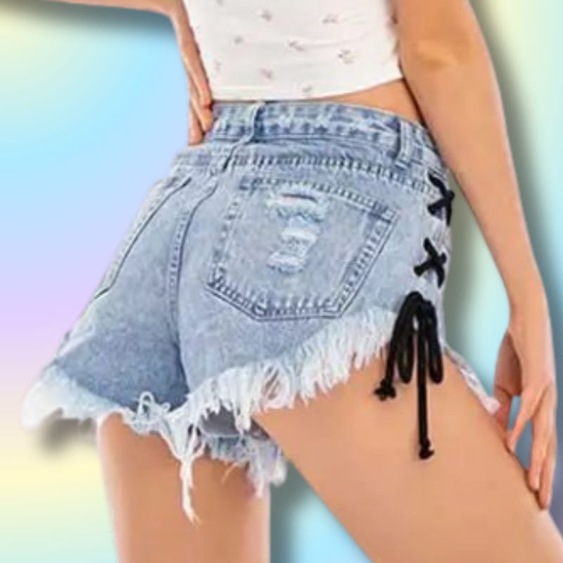 Cute Corset Denim Lace Up Shorts