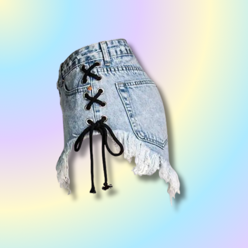 Cute Corset Denim Lace Up Shorts