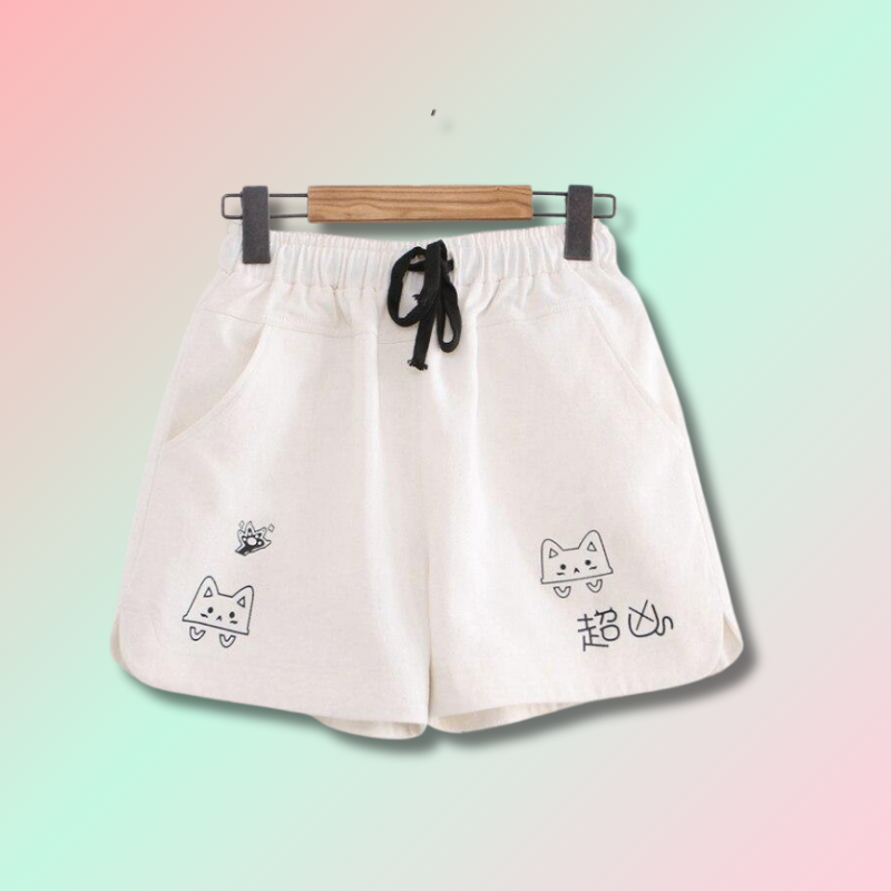 Casual Kawaii Tie Font Shorts