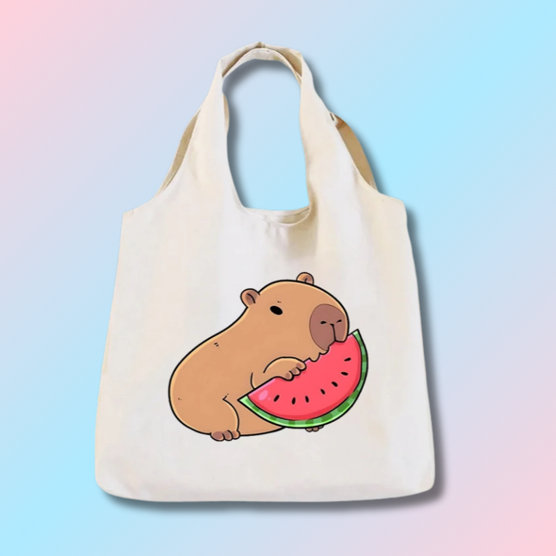 Kawaii Capybara Canvas Tote Bag