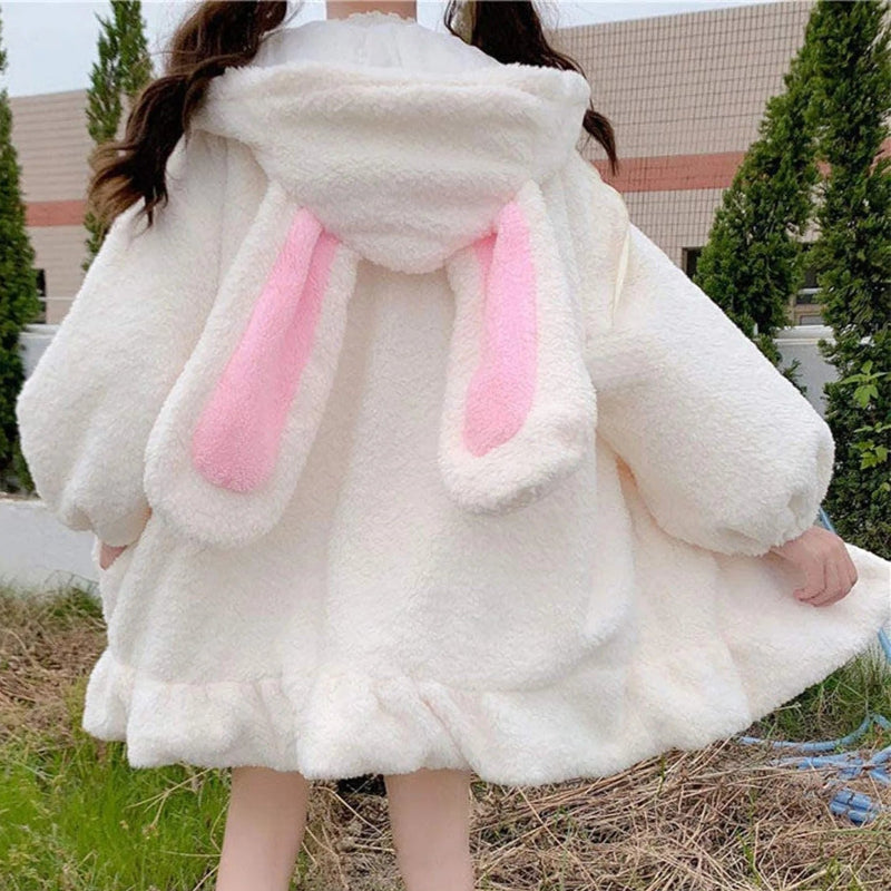 Fluffy Bunny Ear Hoodies