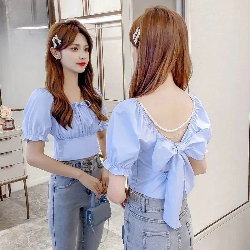 Kawaii Bow Tie Crop Top