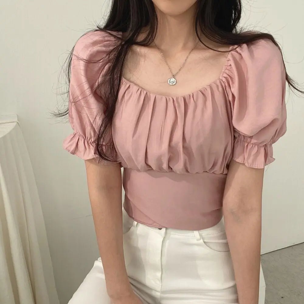 Puff Sleeve Kawaii Crop Top