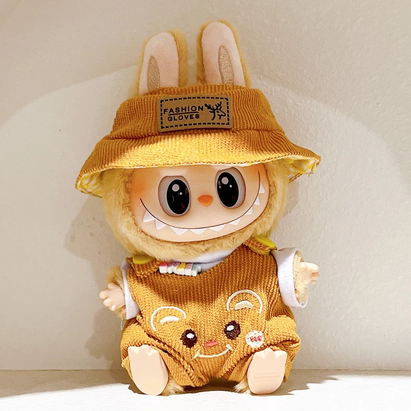 Kawaii Labubu Outfit Overalls and Hat Set