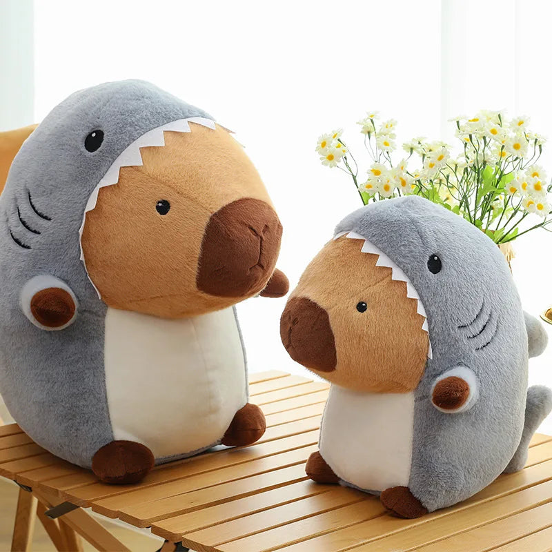 Kawaii Capybara Stuffed In Shark Plush