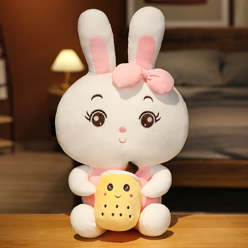 Peluche Lapin Kawaii Tenant un Boba