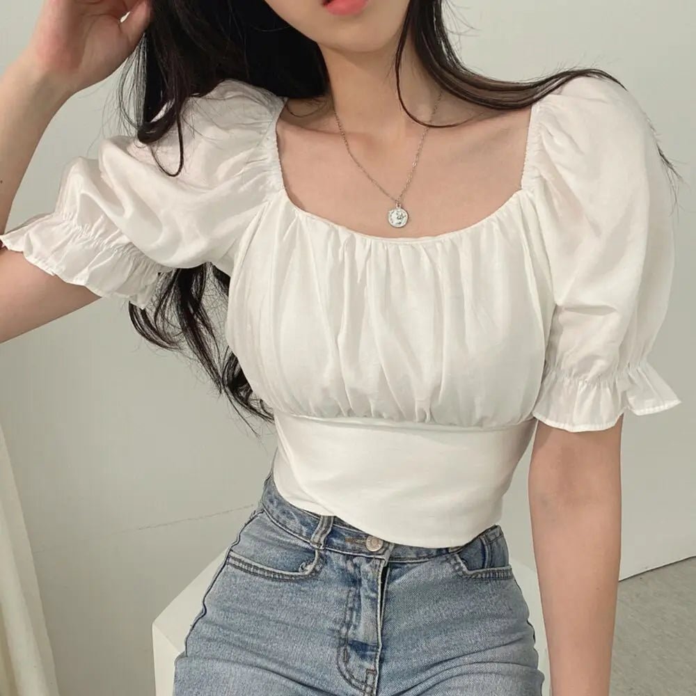 Puff Sleeve Kawaii Crop Top