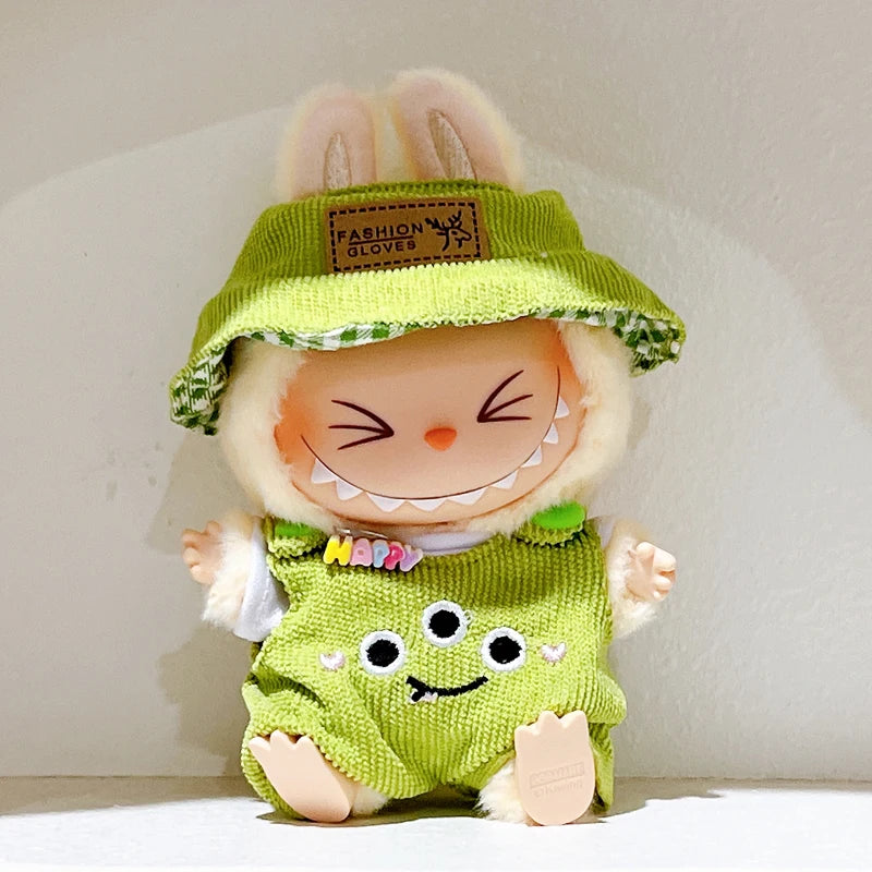Kawaii Labubu Outfit Overalls and Hat Set