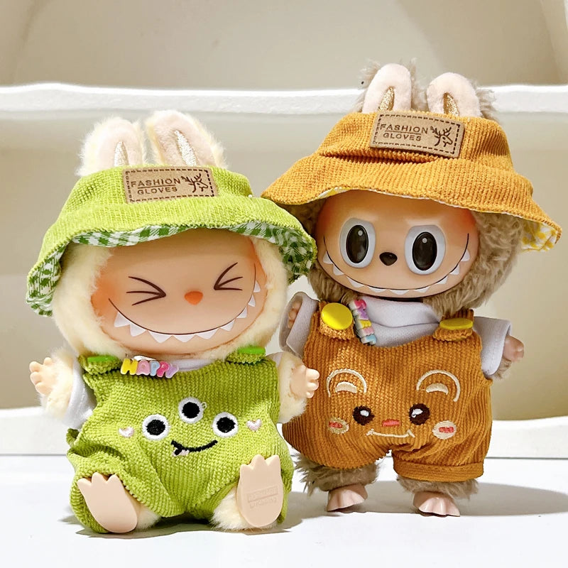 Kawaii Labubu Outfit Overalls and Hat Set