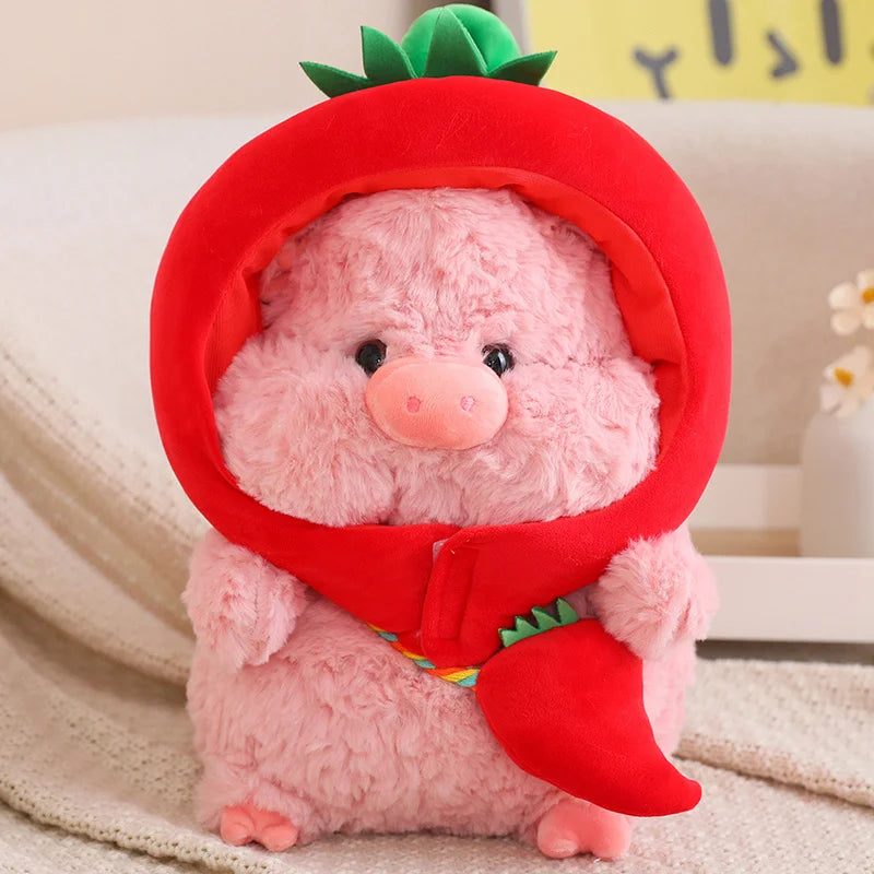 Peluche Kawaii Cochon avec Chapeau Légumes