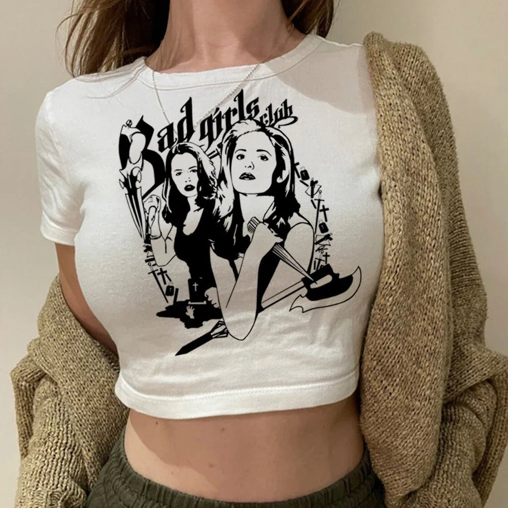 Printed White Crop Top