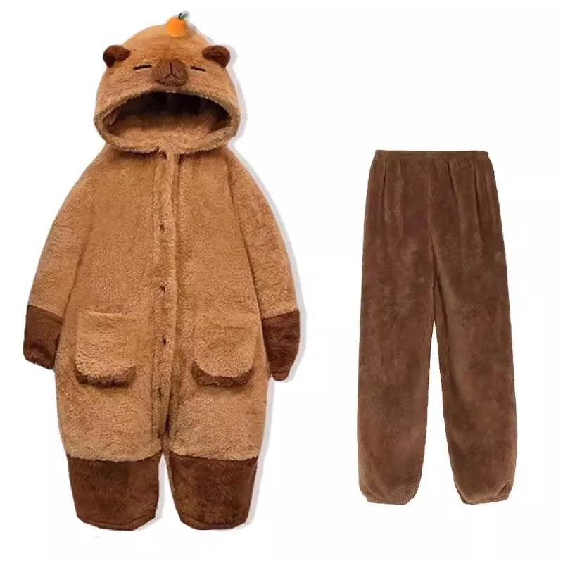 Capybara Hooded Pajamas Set