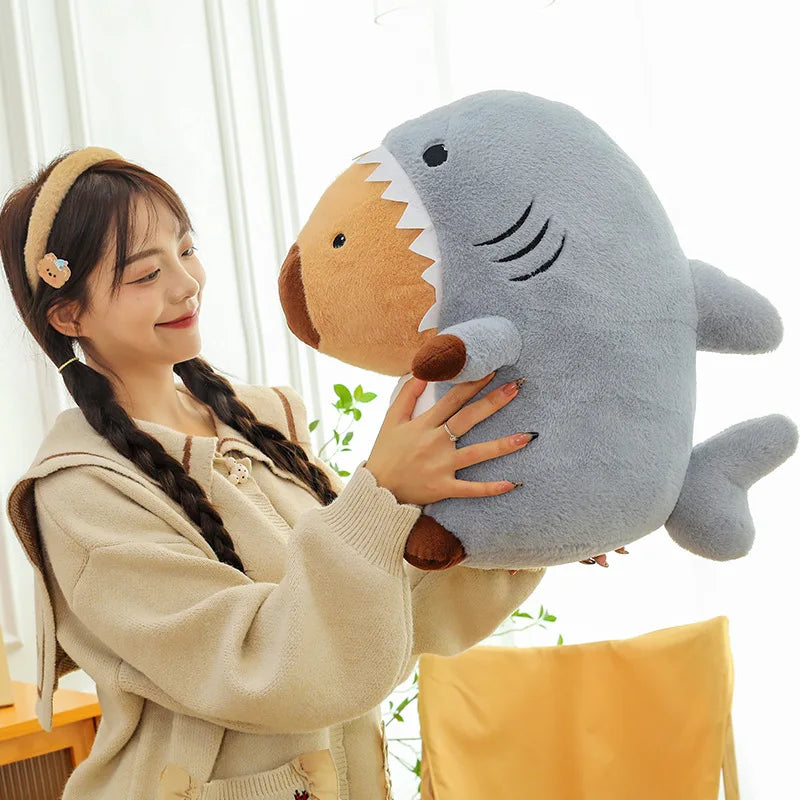 Kawaii Capybara Stuffed In Shark Plush