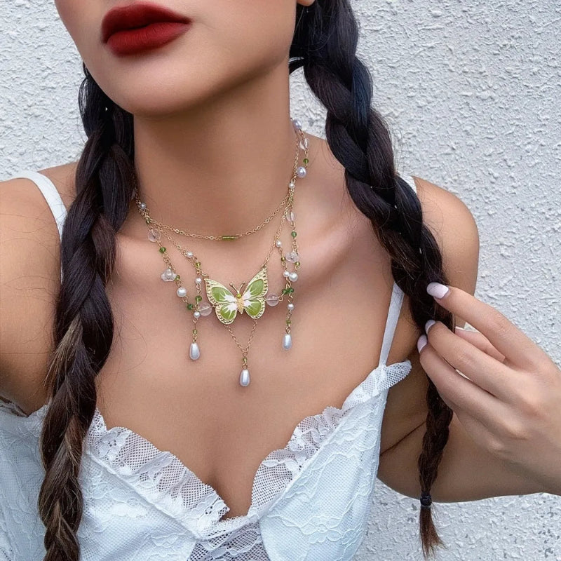 Collier Perle et Papillon Kawaii