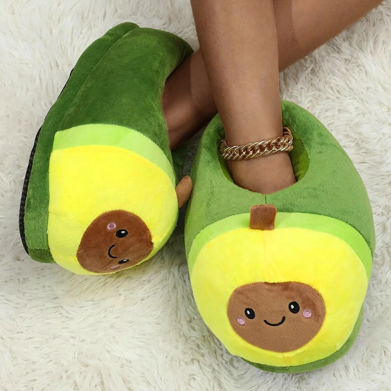 Kawaii Plush Avocado Slippers
