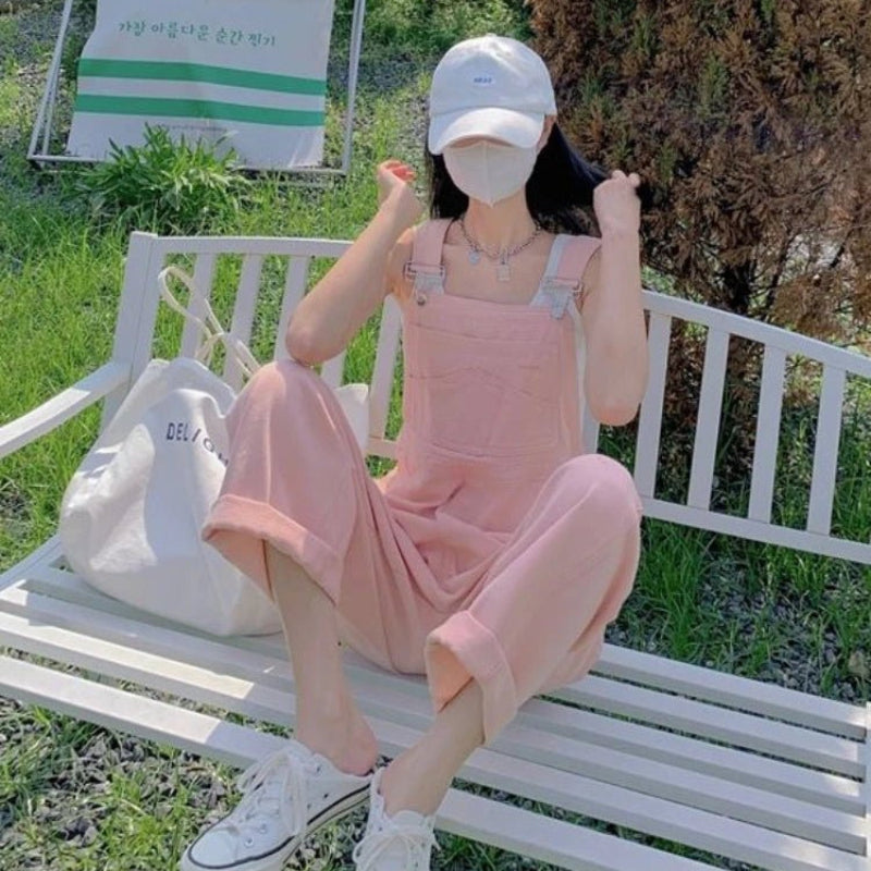 Salopette Rose en Denim Kawaii