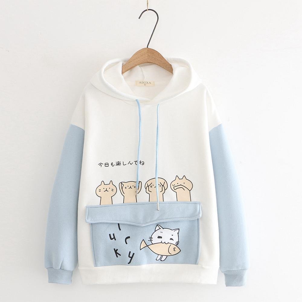 Kawaii Oversized Pocket Hoodie