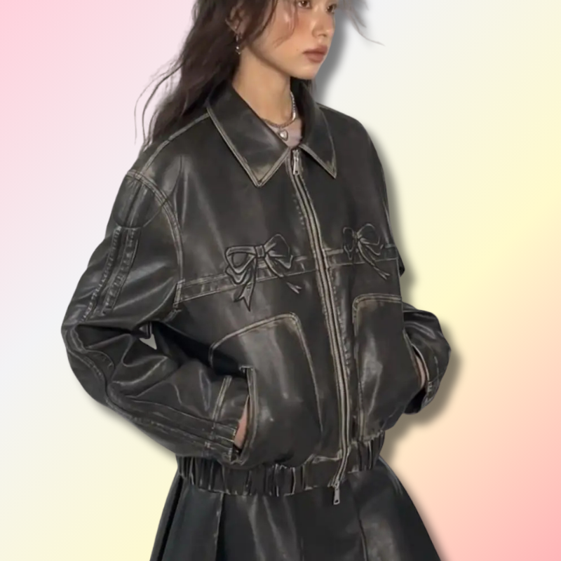Veste en Cuir Kawaii