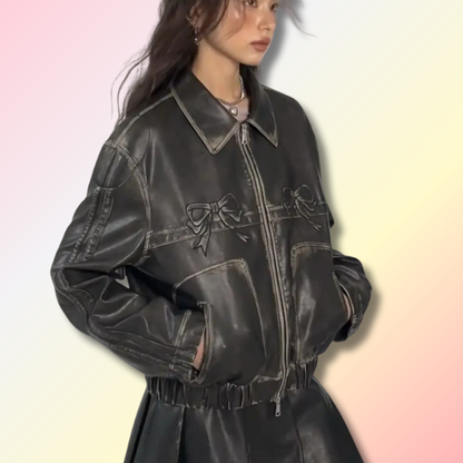 Veste en Cuir Kawaii