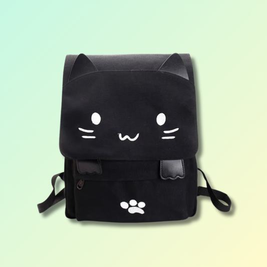 Kawaii Cat Canvas Backpack